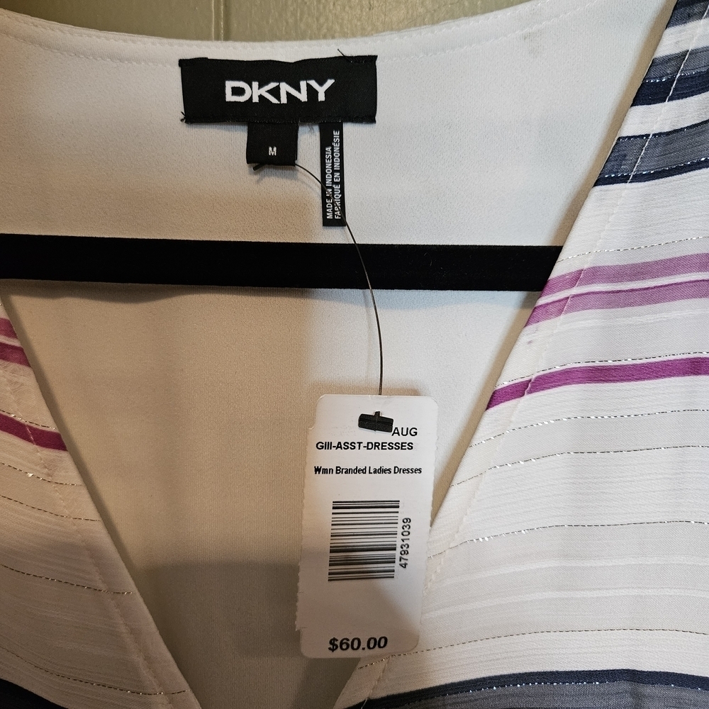 DKNY Women's Striped Sleeveless Top - Pink and Black - Picture 4 of 6